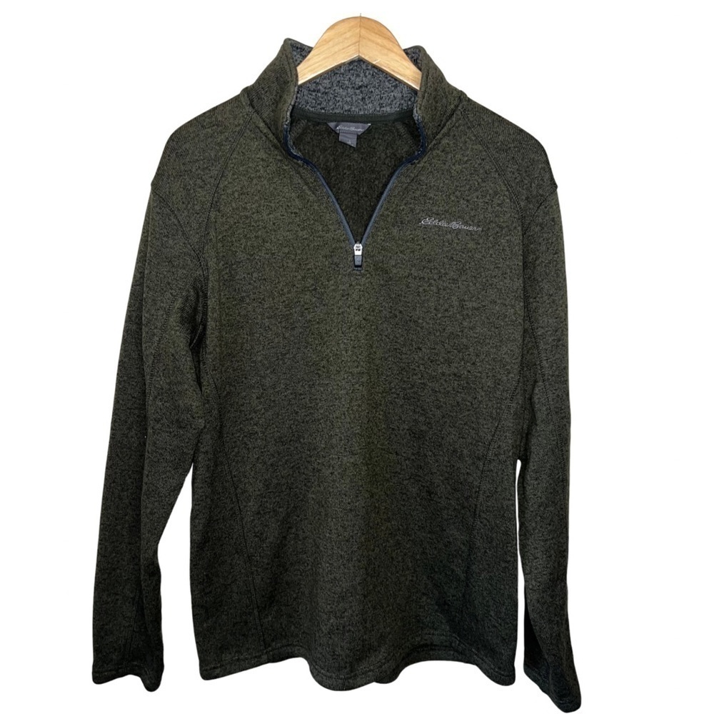 Eddie Bauer Men’s Radiator Sweater Green 1/4 Zip Size Large